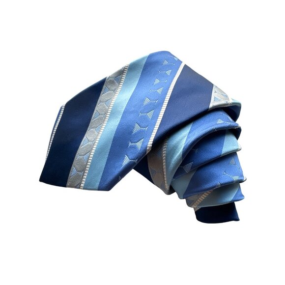 Nicole Miller NY Bartender All Silk Tie MARTINI Glass Blue Stripe Novelty 60" - Picture 6 of 9